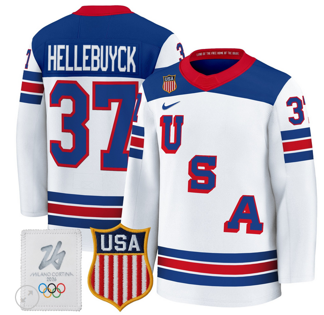 Men 2026 USA Olympic #37 Connor Hellebuyck white NHL Jersey